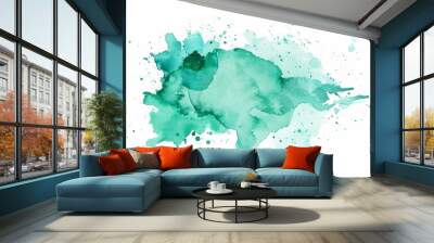 Modern water color background with blue green watercolor splashes Wall mural