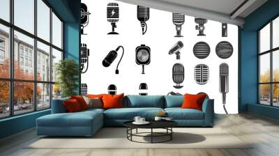 Music or podcast recording. Logo element for karaoke and radio broadcast vector set Wall mural