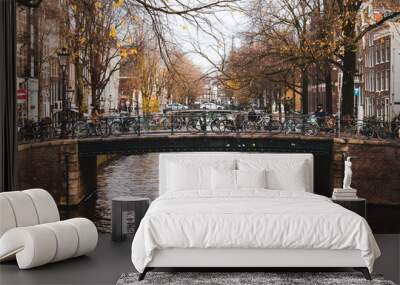 Bridge over river in Amsterdam Wall mural