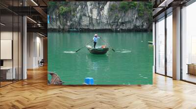 Paddling in Lan Ha Bay, traditional Vietnamese Wall mural