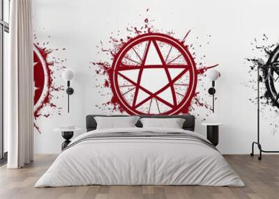 Pentagram icon sign set. Modern illustration of spiritual and mystical symbols Wall mural