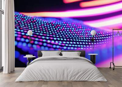 Pink blue neon network lights on an abstract futuristic background Wall mural