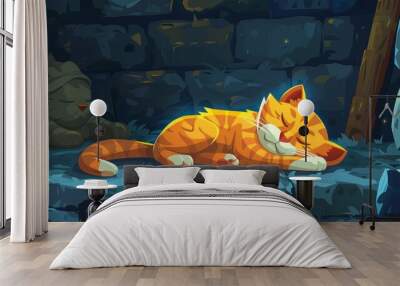 Poster showing a sleeping cat in the name of saving life for homeless pets Wall mural