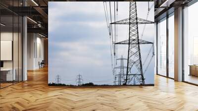 power transmission tower on background of blue sky Wall mural