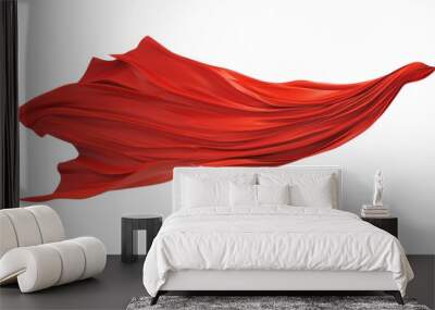 Silk fabric sheet or curtain with a realistic red cape blowing in the wind Wall mural