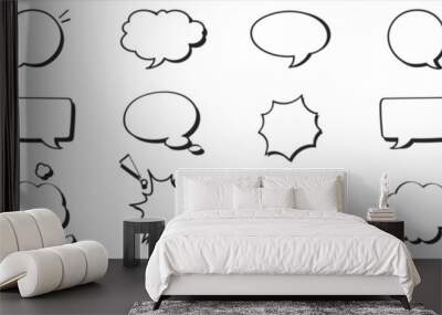 Speech Bubble set. Talk bubble. Cloud speech bubbles collection. Retro empty comic speech bubbles. Vector Illustration Wall mural