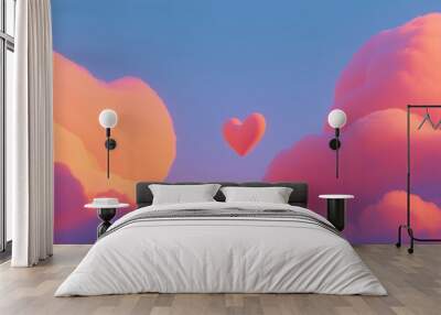 Stock photo of a colorful cloud in the shape of a heart. Wall mural