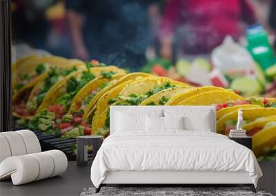 Sunset street food festival tacos Wall mural