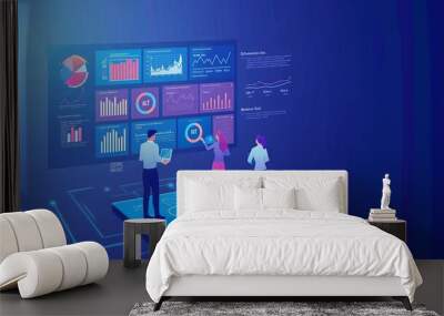 Vibrant Data Analysis Illustration for Business Success Wall mural