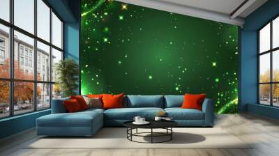 The background is transparent with a border of abstract glow effect with sparkles. It is composed of the image of a magic green mist with sparkles. Flying sparks and shiny particles. Wall mural