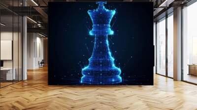 The chess rook is an abstract modern illustration. Low polygon wireframe illustration with lines and dots. RGB color mode. The chess game concept is drawn in polygons. Wall mural