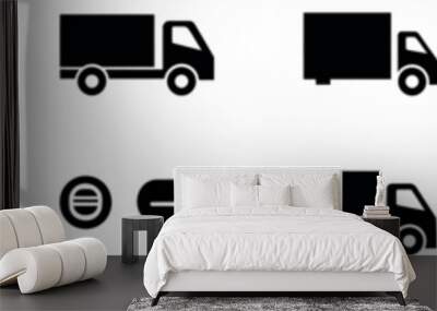 The delivery truck icon set included icons for express delivery trucks, fast shipping trucks, free deliveries 24 hours a day Wall mural