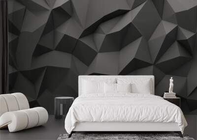 The image is a dark futuristic surface with Tetrahedrons arranged in three dimensions on a black background. Wall mural