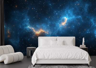 The night sky is lit up by stars and galaxies in outer space as the background of the universe Wall mural