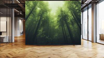 This green abstract background is reminiscent of a lush rainforest canopy created by stock Wall mural