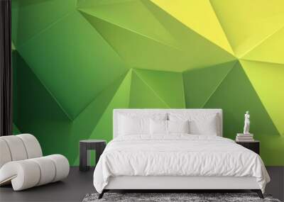 This is an abstract polygonal crystal pattern background that is yellow to green. Wall mural