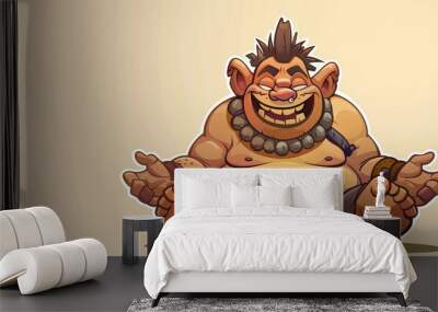 Troll with big smile and open hands. Modern clip art illustration with simple gradient. Wall mural