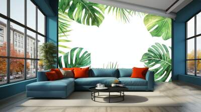 Using palm leaves as a boarder for outdoor vegetation in PNG format. Wall mural