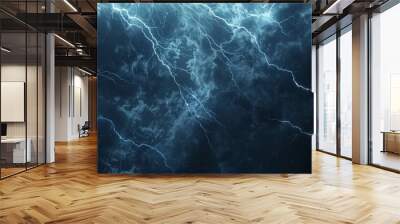 Video with lightning crack overlay effect and black screen Blue and white light from the sky dark mood light weather Wall mural