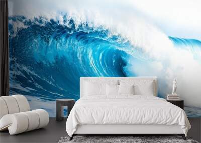 View of the surface of the water on a white background. Movement in the water. Close-up. Wall mural