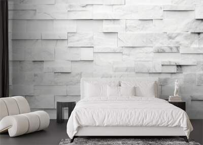 Wall texture pattern with brick tiles in white and grey Wall mural