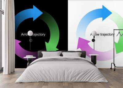 Arrow trajectory. Transparent image. Symbol graphics. Design element. Three arrows. Wall mural