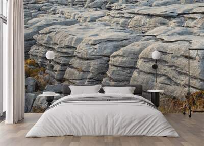 Mountain formation in Burren National park Ireland, Stone structure and pattern. Wall mural