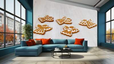 Gingerbread cookies in the shape of an angel Wall mural