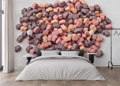 Assortment of animal vitamins spread across surface Wall mural