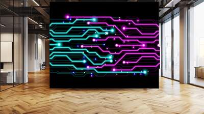 black background with blue and pink lines. Abstract Technology background for computer graphic website internet and business. circuit. vector illustration. abstract digital . infographics. Wall mural