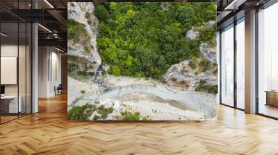 Aerial view of thermal springs in Canyon Langarica in Albania, Europe, Summer 2022 Wall mural