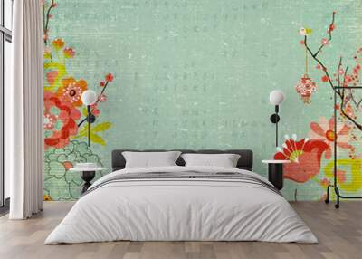 Chinese Lotus Flower Background Wall mural