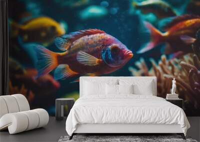  Aquarium full of colorful fish  Wall mural