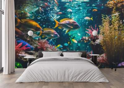  Aquarium full of colorful fish  Wall mural