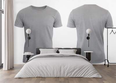  grey t-shirt front and back view. mockup Wall mural