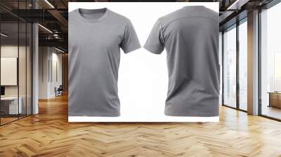  grey t-shirt front and back view. mockup Wall mural