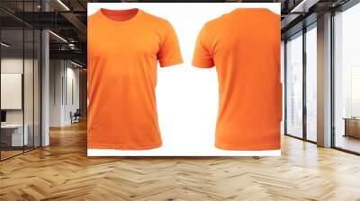  orange t shirt front and back view, isolated on white background. Ready for your mock up design template  Wall mural