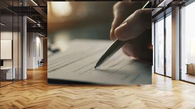 A woman signing a contract with a pen  Wall mural