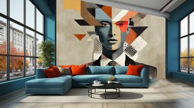 Abstract Portrait Collage. Modern Design Wall mural