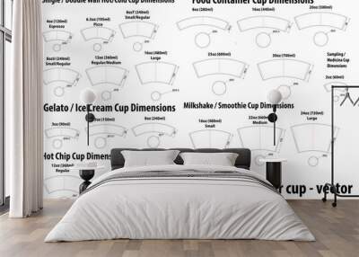 Any kind of dieline - diecut for a paper cup template - vector Wall mural