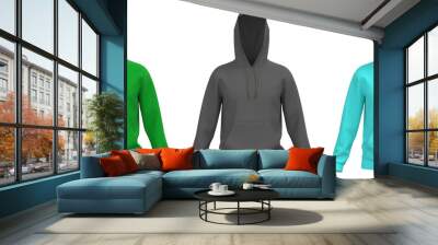 Blank hoodie template. Hoodie sweatshirt long sleeve, hoody for design mockup, hoodie. Treansparent PNG Wall mural