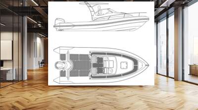 Boat blueprint - isolated Wall mural