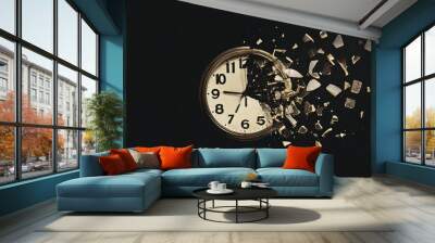 Concept of passing away, the clock breaks down Wall mural