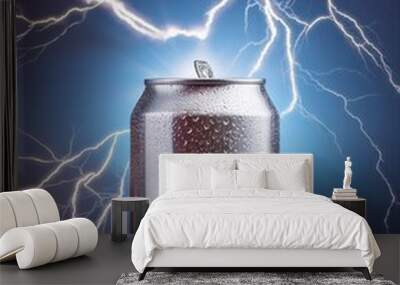 Creative concept banner to advertise an energy drink in an aluminum can Wall mural