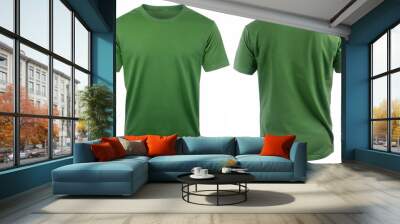 Green T-shirt mockup - isolated on white Wall mural