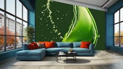 Green water wave flow with splatters Wall mural