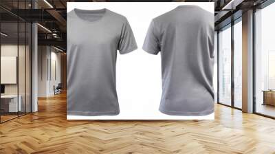 grey t shirt front and back view, isolated on white background. Wall mural