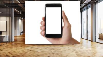 hand holding smartphone with blank screen Wall mural