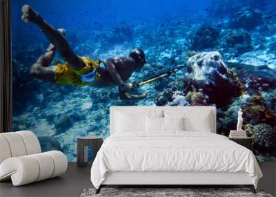 indonesia alor island - sea nomads - bajau - spearfishing Wall mural