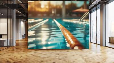 Invigorating Swim. Sparkling Pool with Lanes Ready for Swimmers  Wall mural